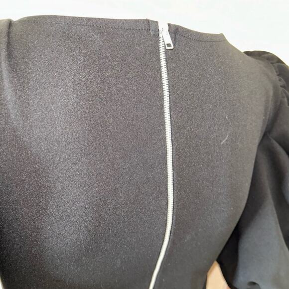 Chocolate brand dress Made in USA LBD puff sleeve V-neck black dress SZ M career - Picture 8 of 11